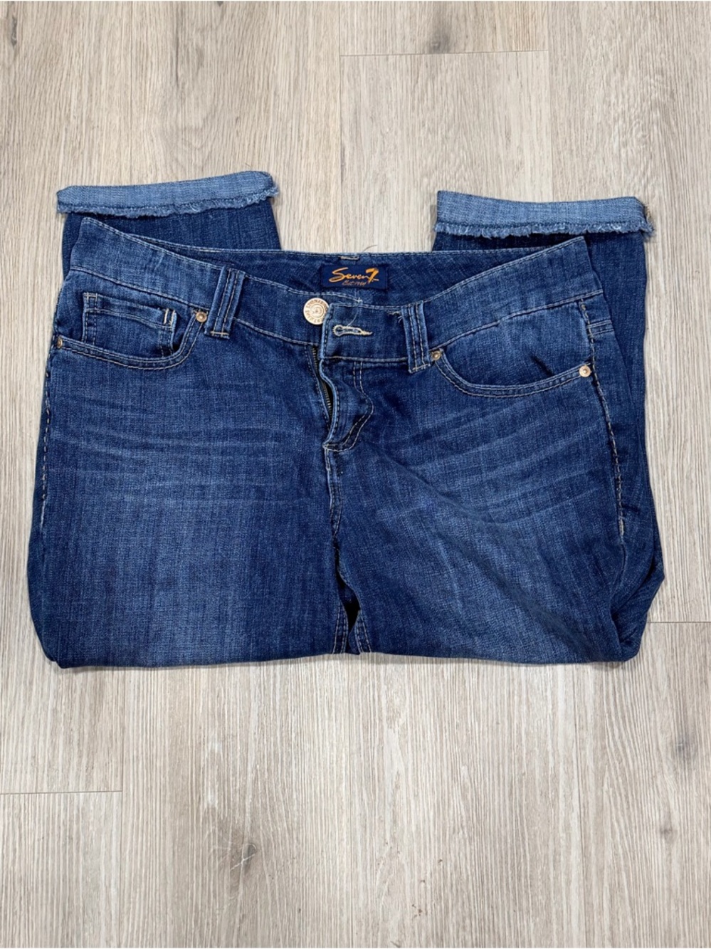 Seven7 Women's Dark Indigo Straight Leg Jeans - Picture 1 of 6